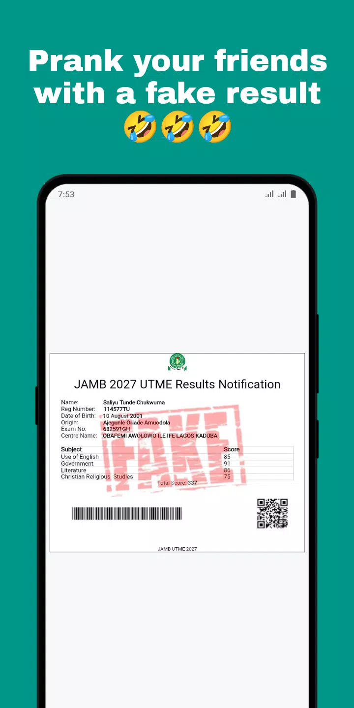 Jamb Fun Fake Result APK