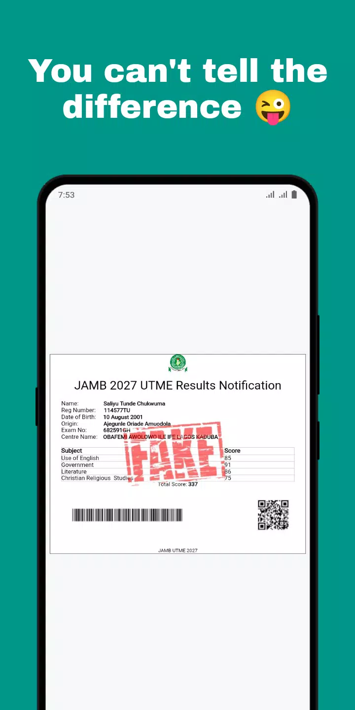 Jamb Fun Fake Result APK